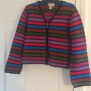 SWEATER, zip front, V-neck